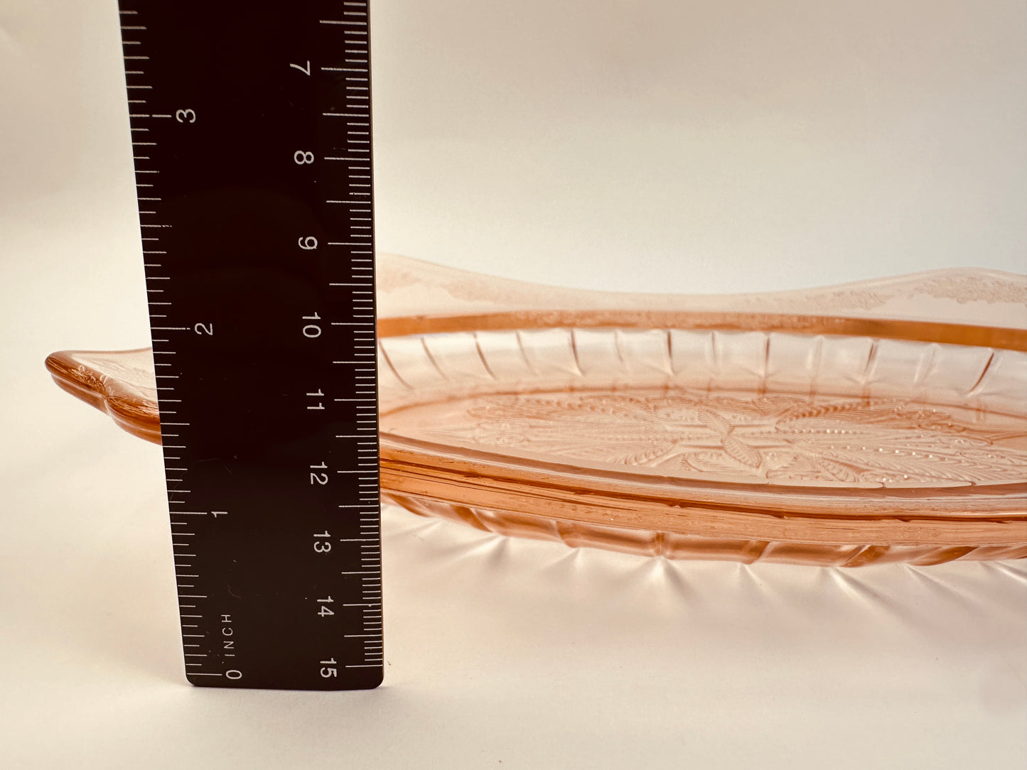 Pink Vintage Pressed Glass Platter