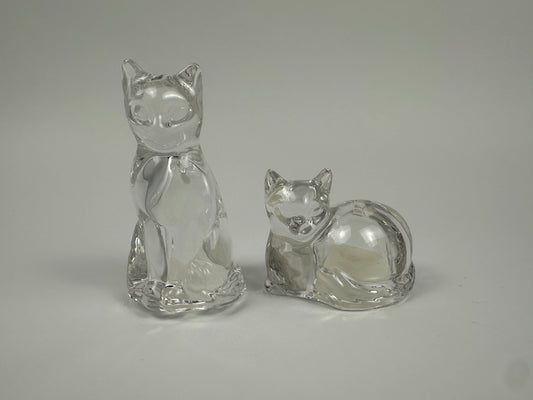 Clear Glass Cats Salt & Pepper Shakers