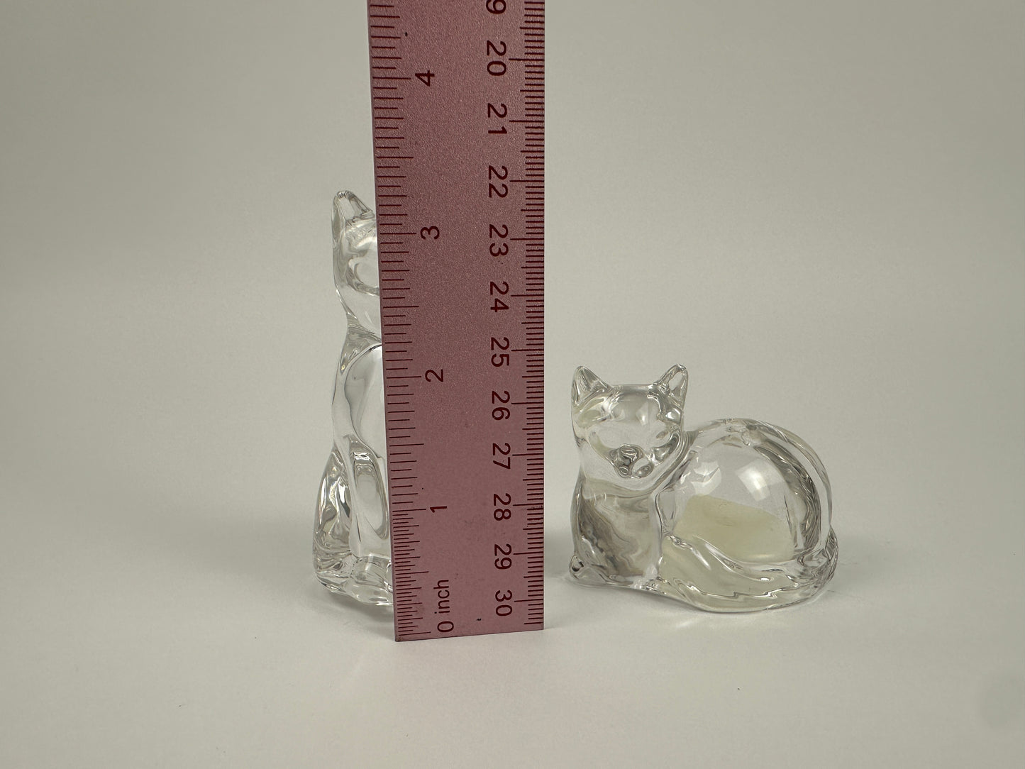 Clear Glass Cats Salt & Pepper Shakers