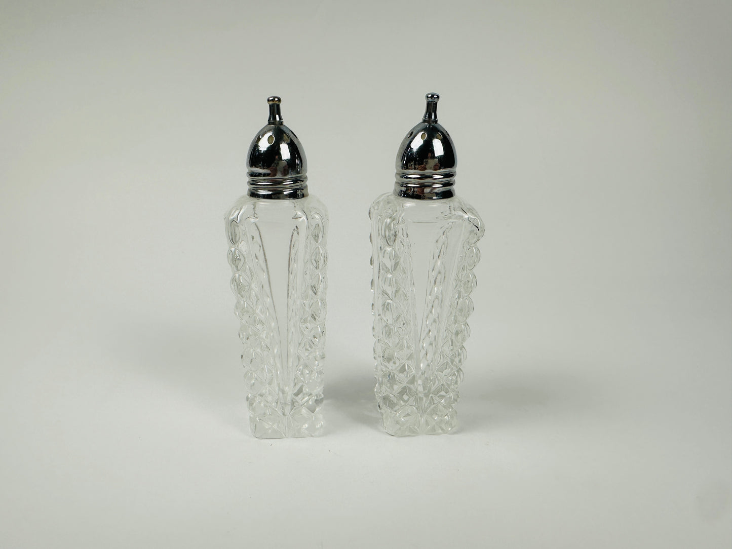 Silver Cap Crystal Salt & Pepper Shakers