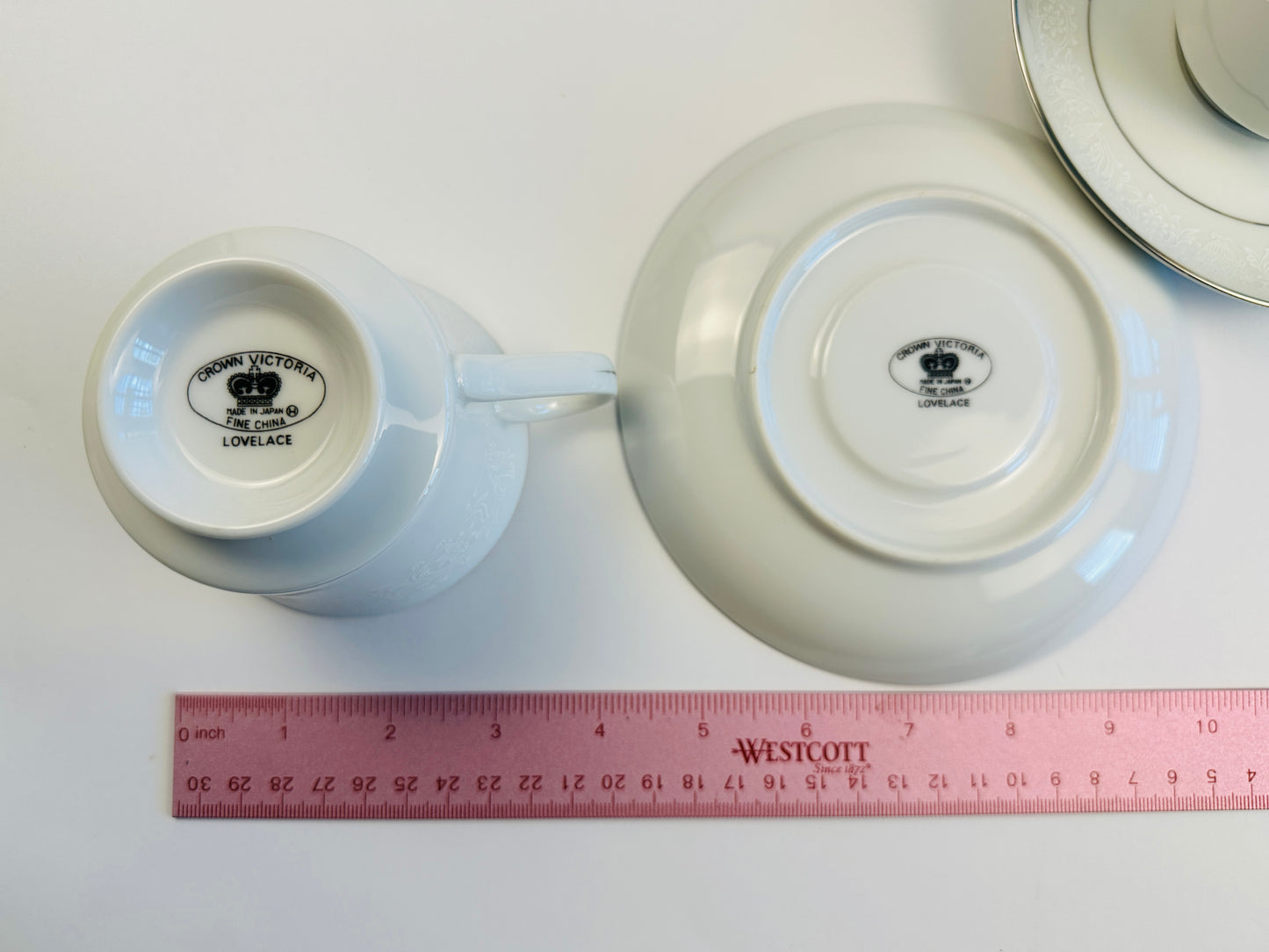 Crown Victoria Lovelace Cups & Saucers Set of Eight