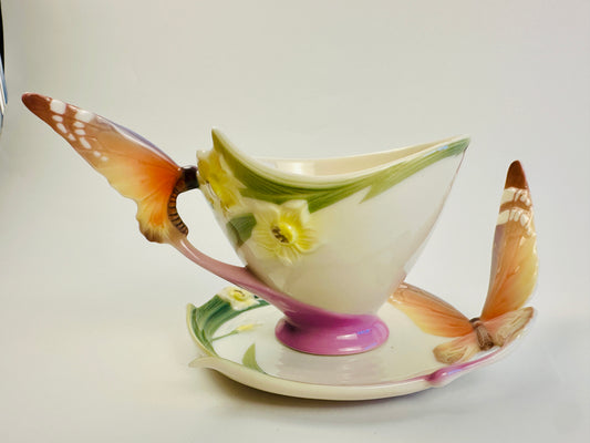 Franz Sculpted Butterfly Cup & Saucer