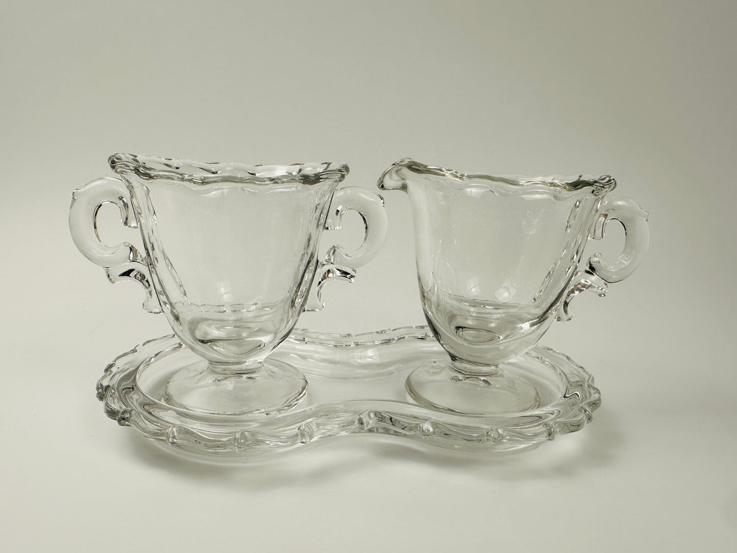 3 Piece Ruffle Edge Sugar Bowl & Creamer Set