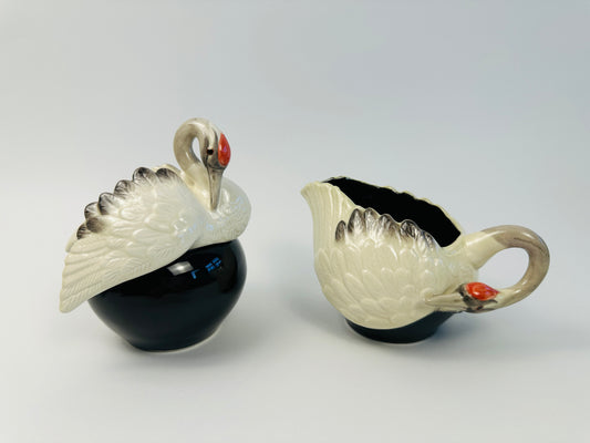 Swan Sugar Bowl & Creamer Set