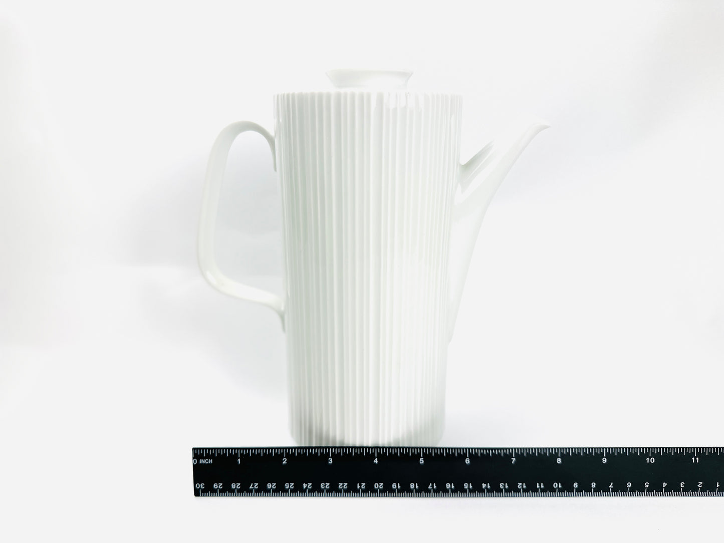 White Ridged Coffee Pot