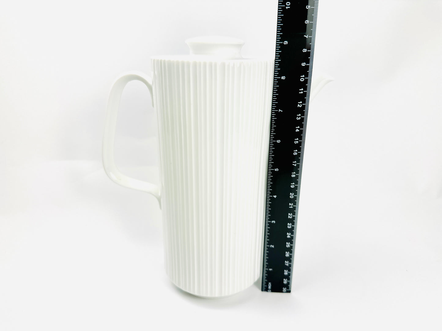 White Ridged Coffee Pot