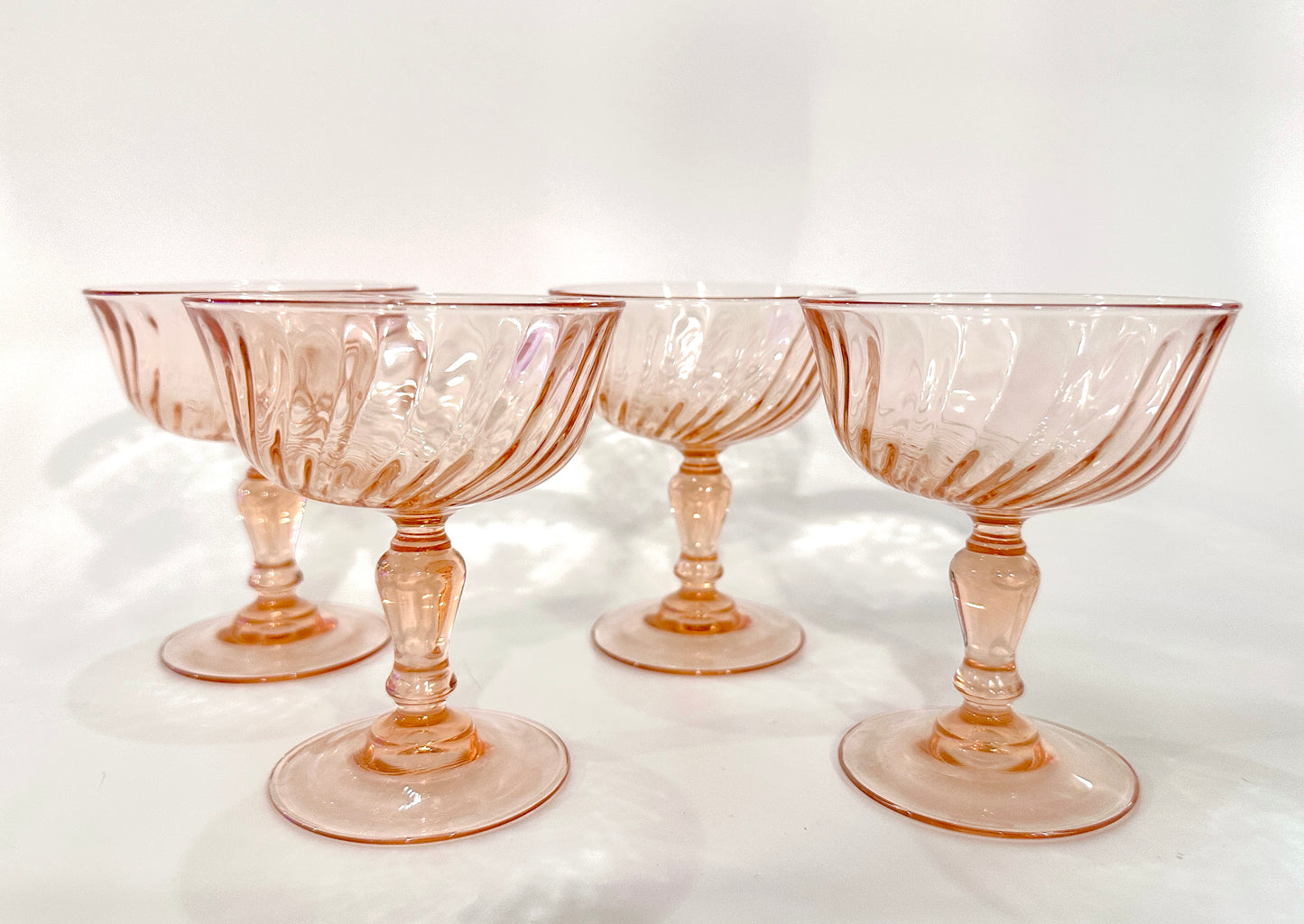 Swirl Rib Pink Coupe Glasses