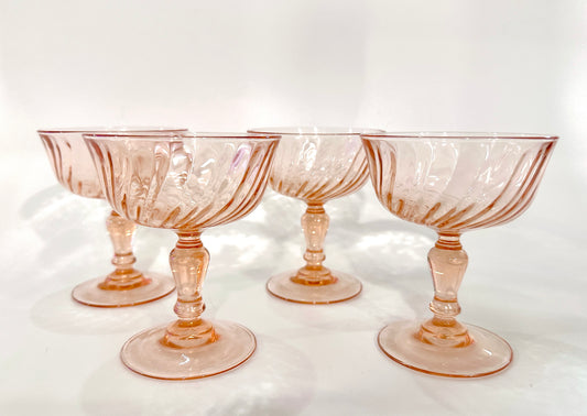 Swirl Rib Pink Coupe Glasses