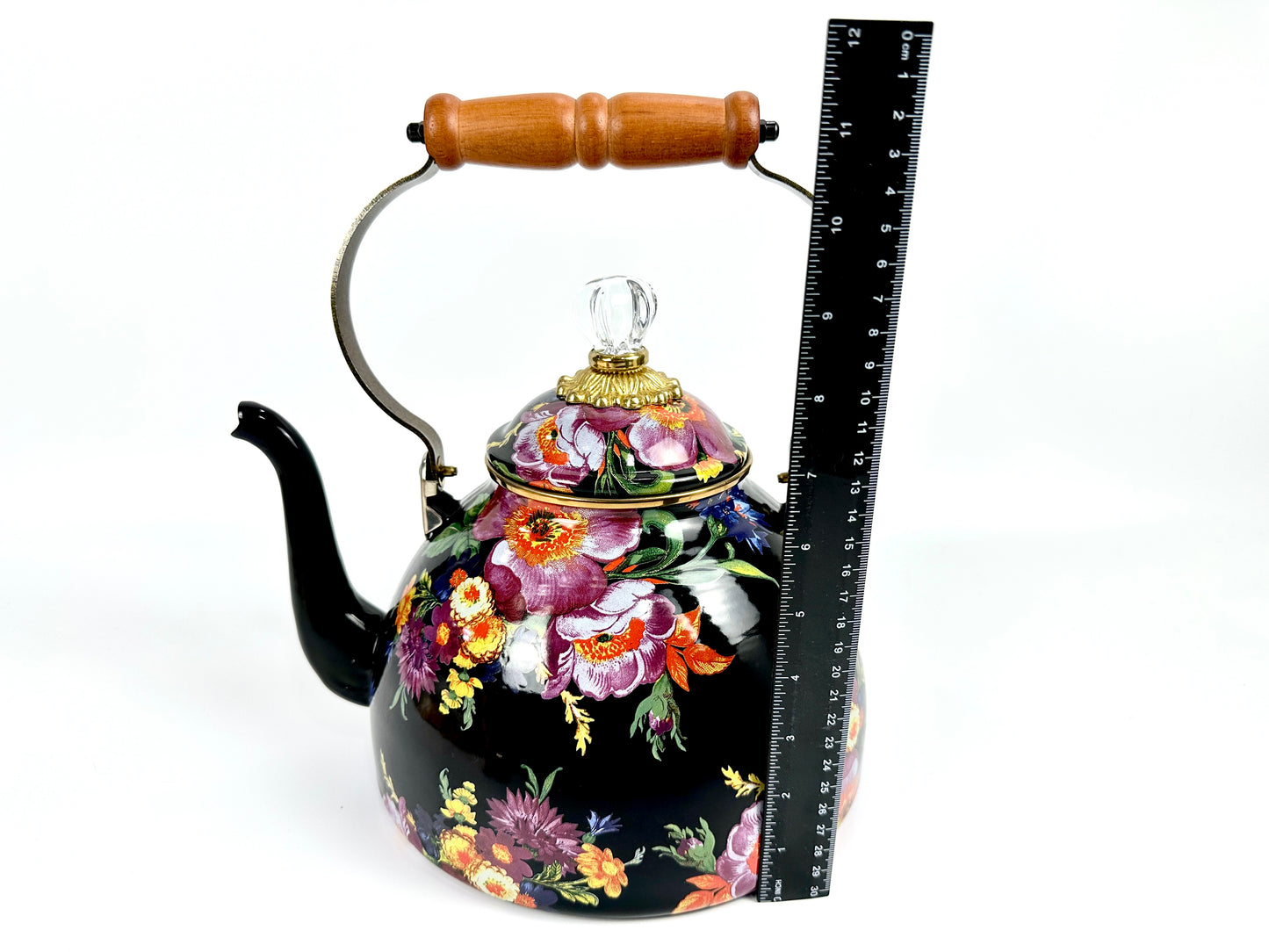 McKenzie Childs Flower Market 3 Qt Tea Kettle Black