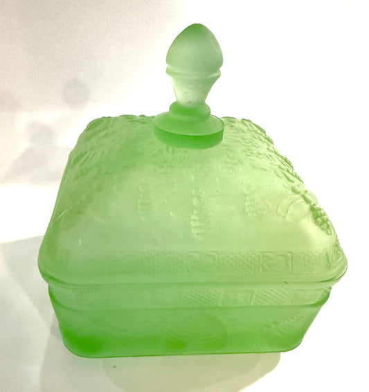 Bee-Motif Satin Glass Keepsake Box