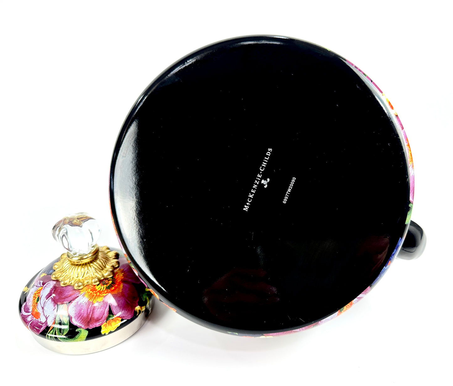 McKenzie Childs Flower Market 3 Qt Tea Kettle Black