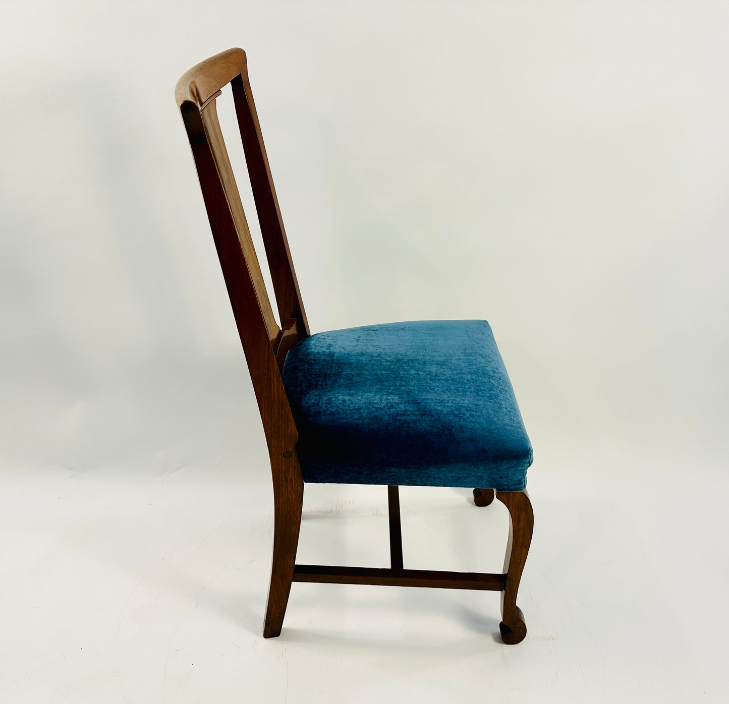 Wood with Blue Velvet Vanity Chair