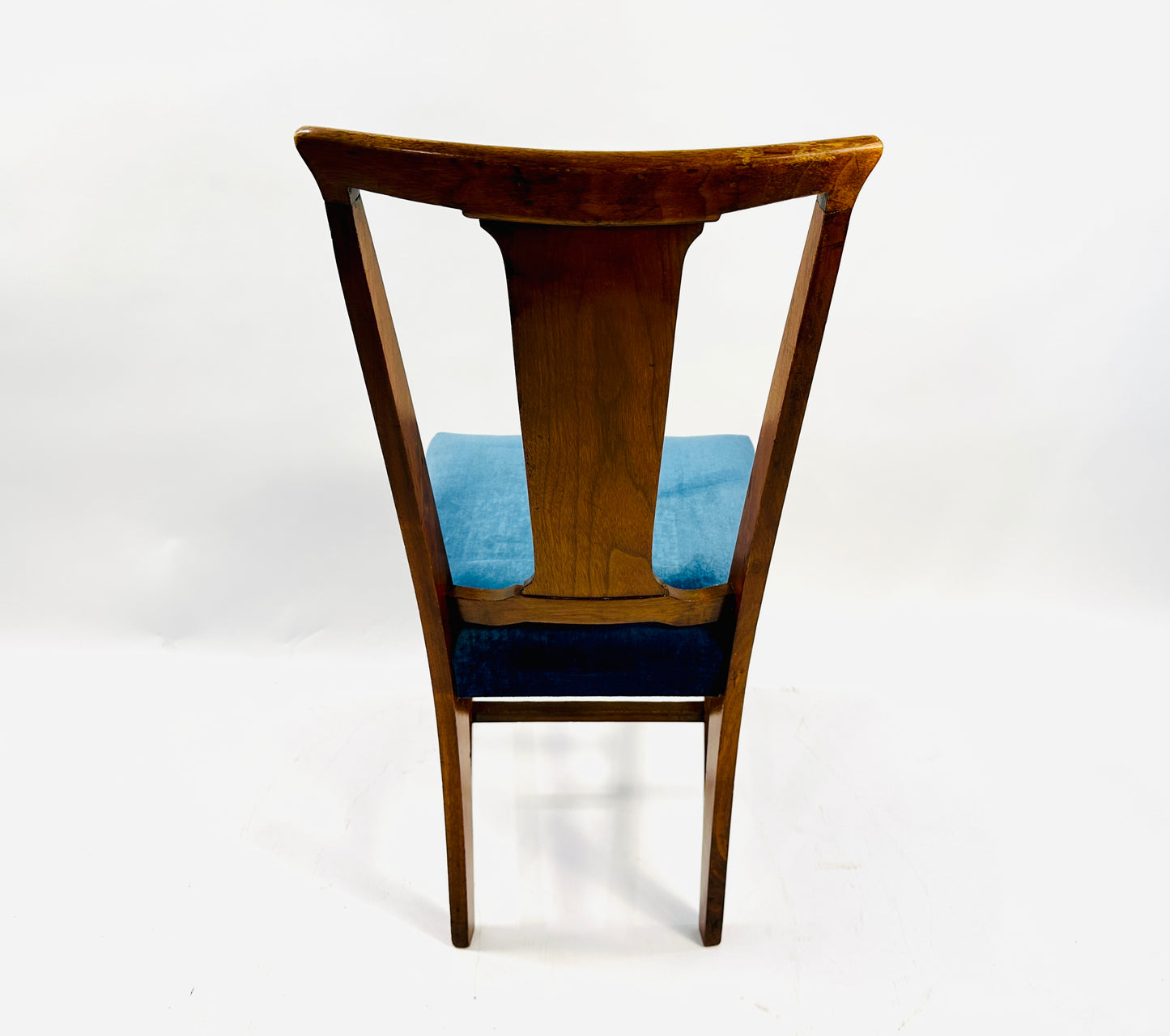 Wood with Blue Velvet Vanity Chair