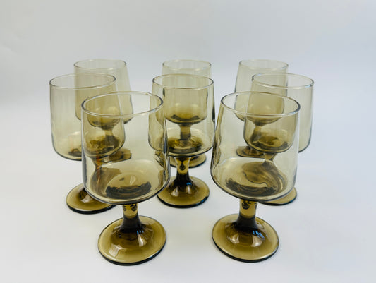 Olive Green Wine Glasses Set of Eight